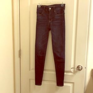 AE hi-rise jeggings, dark wash size 0